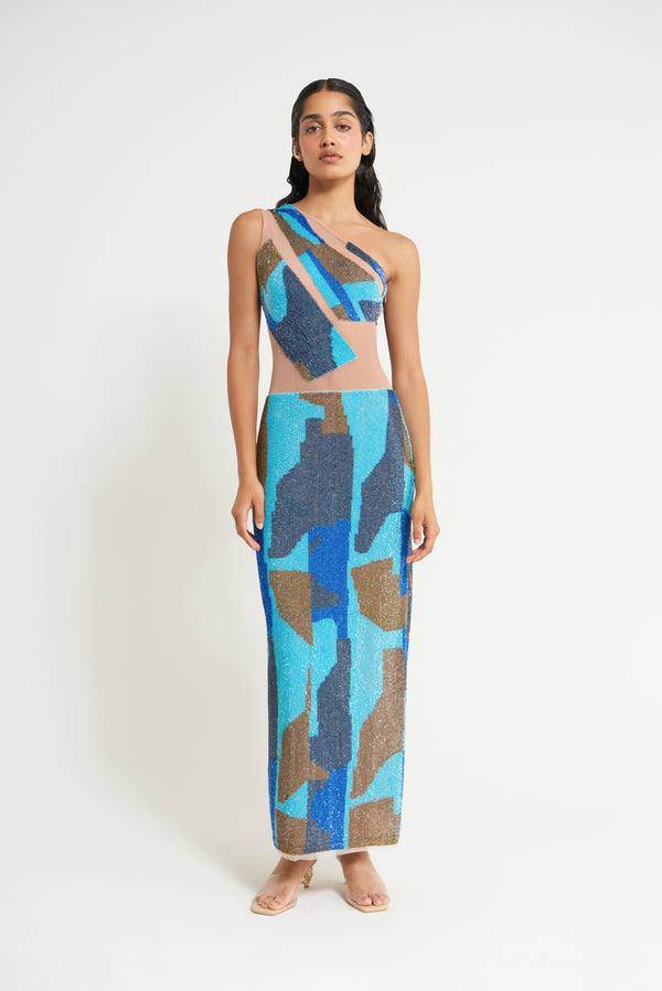 LILLIAN GOWN - ICE BLUE MULTI